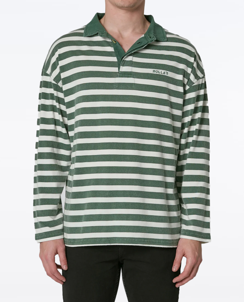 Green striped outlet polo long sleeve