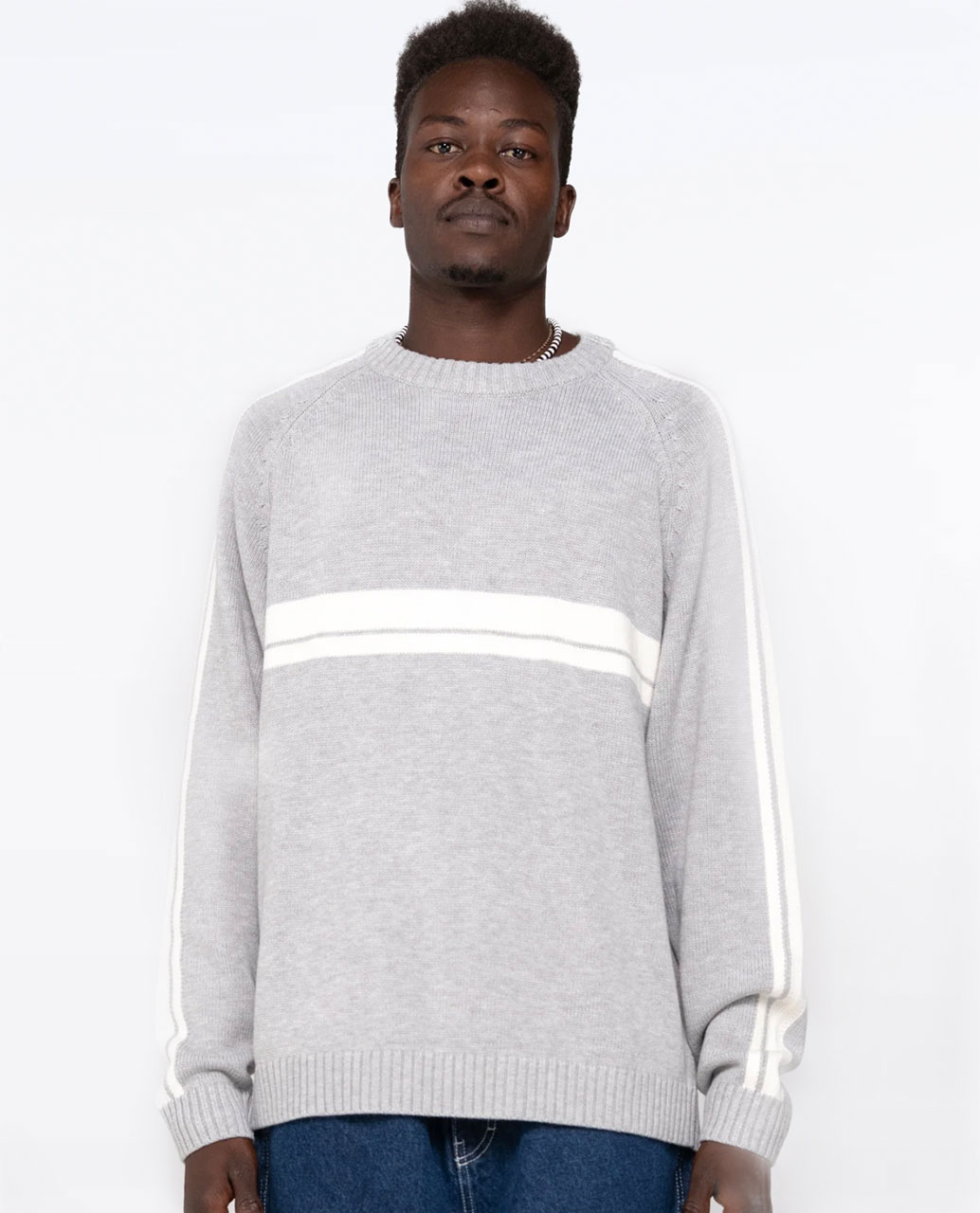 White Lines 2.0 Kitted Crew-Grey