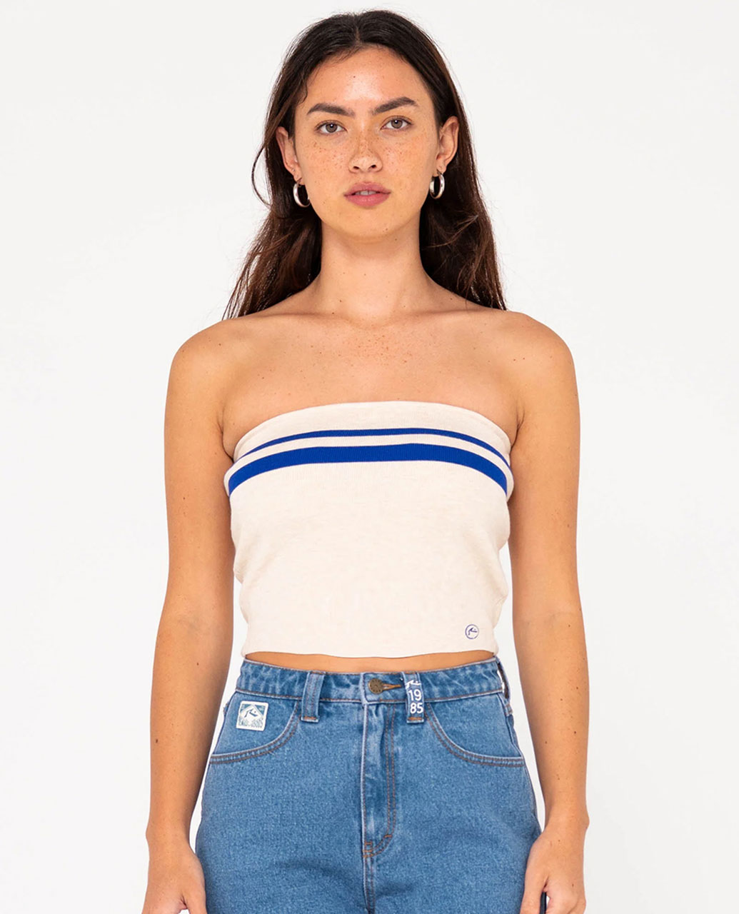 Amelia Strapless Contrast Knit Top