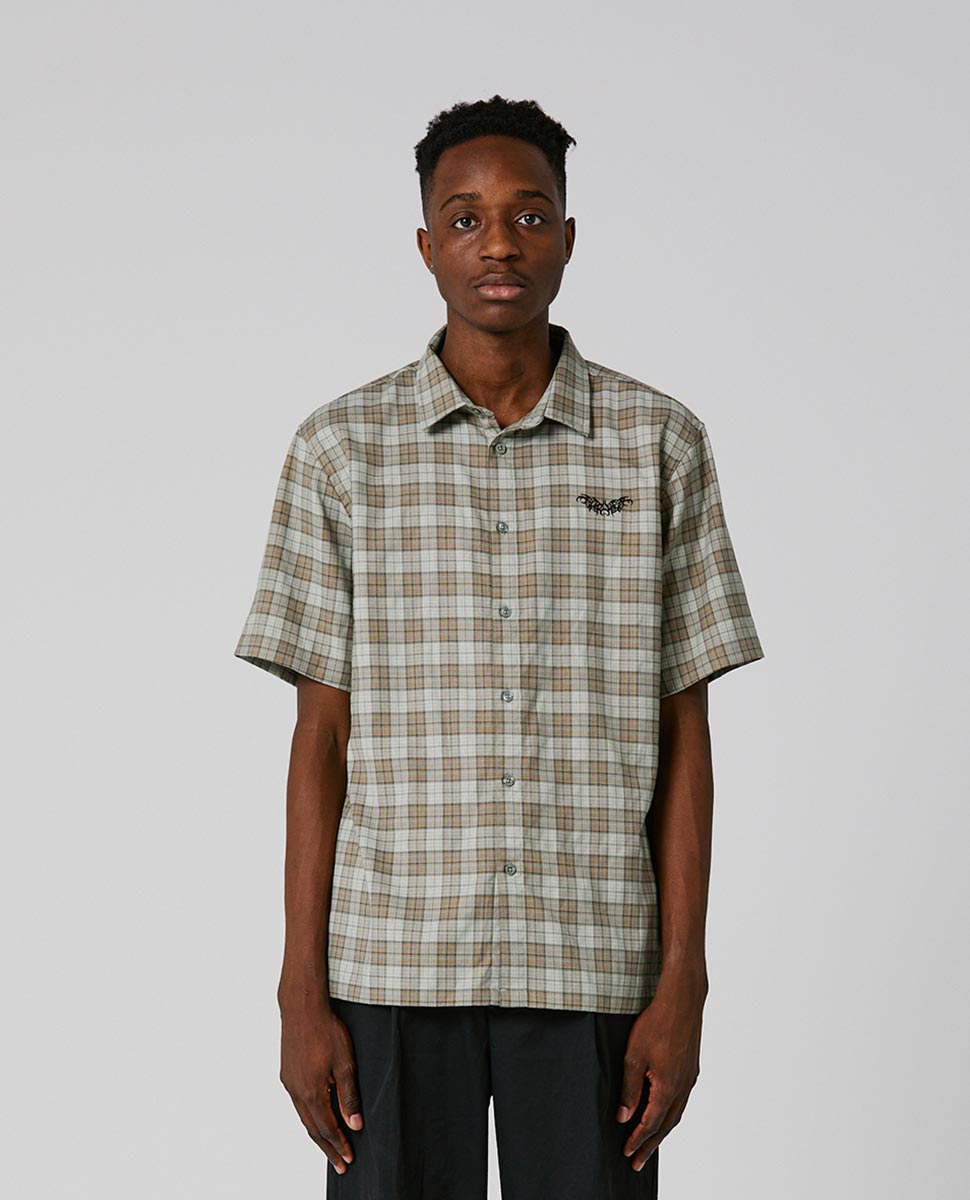 Manners Check SS Shirt-Green Brown