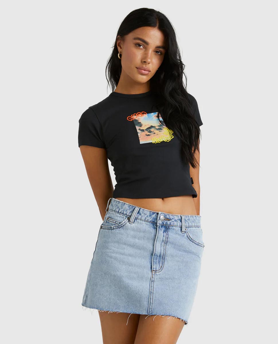 Mid Rise Denim Skirt