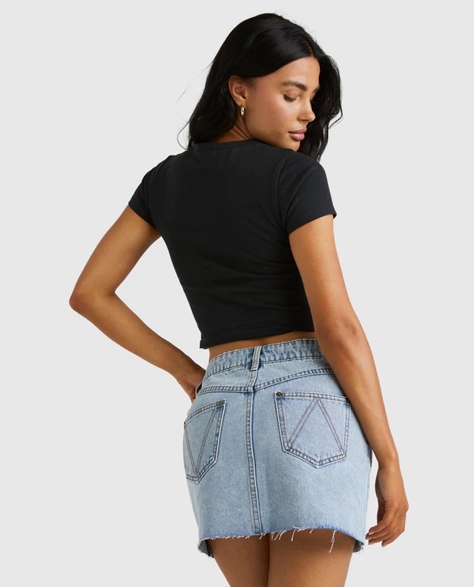 Mid Rise Denim Skirt