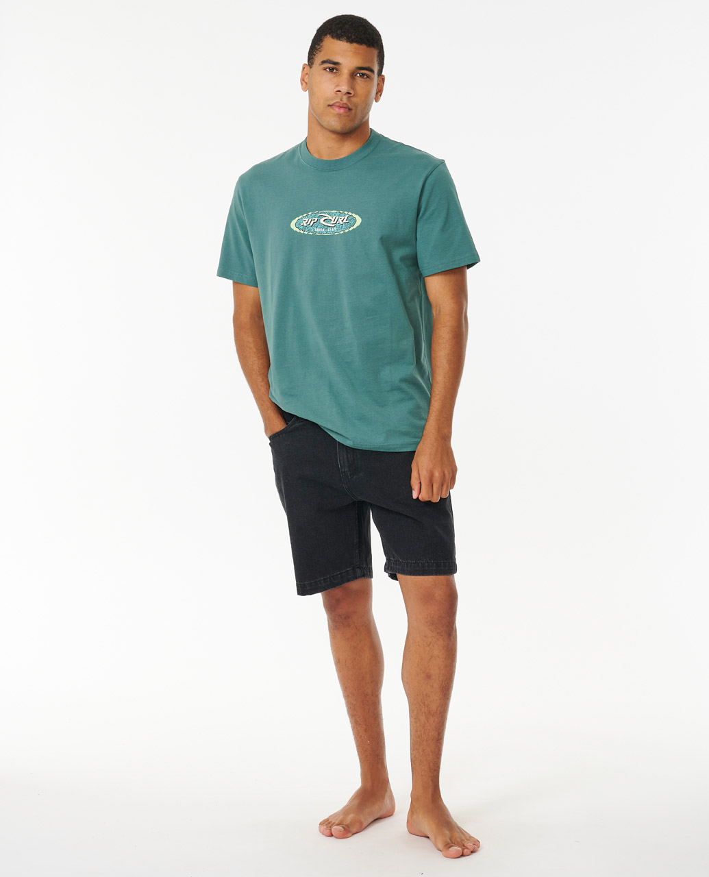 Fader Oval Tee-Bluestone