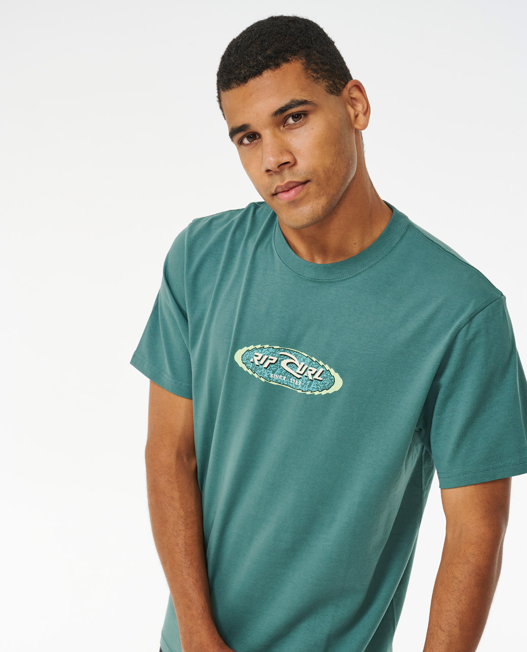 Fader Oval Tee-Bluestone