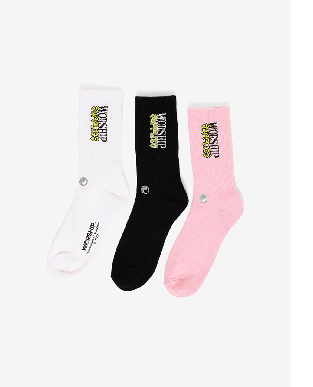 Domination Socks 3 Pk Wht Li Blk