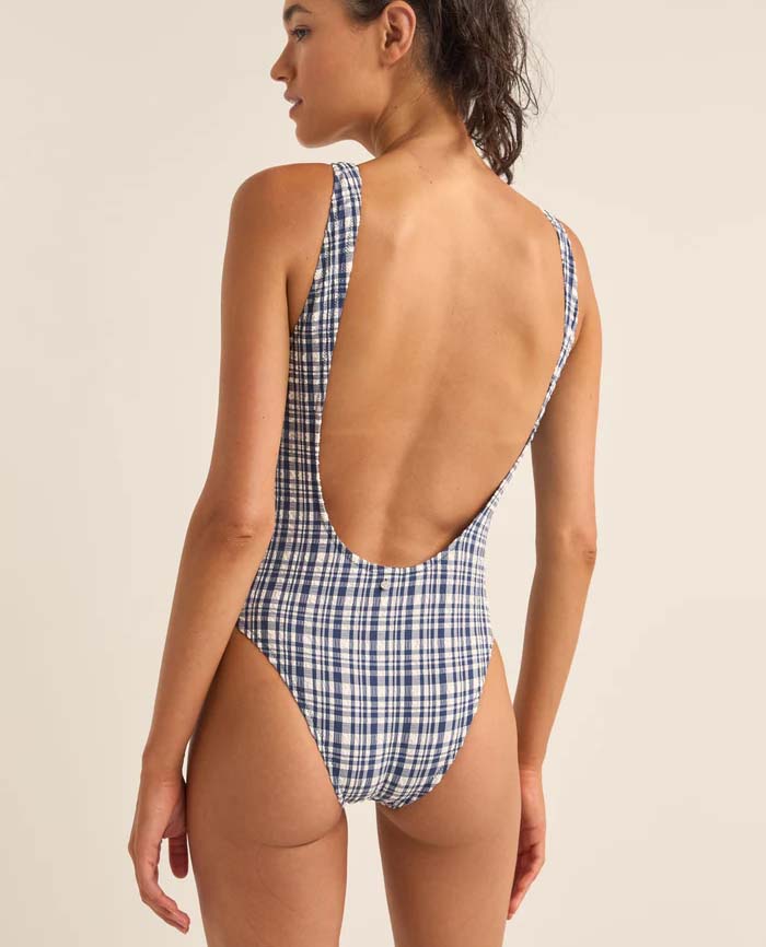 London Check Scoop Neck One piece 