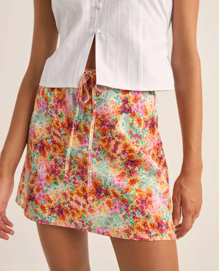 Sierra Floral Bias Mini Skirt