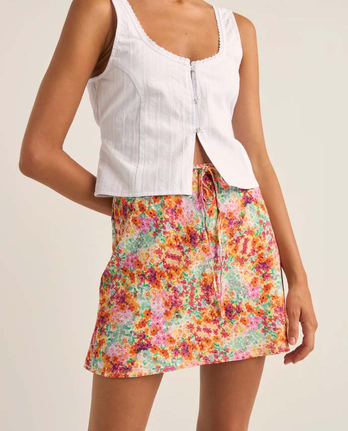 Sierra Floral Bias Mini Skirt