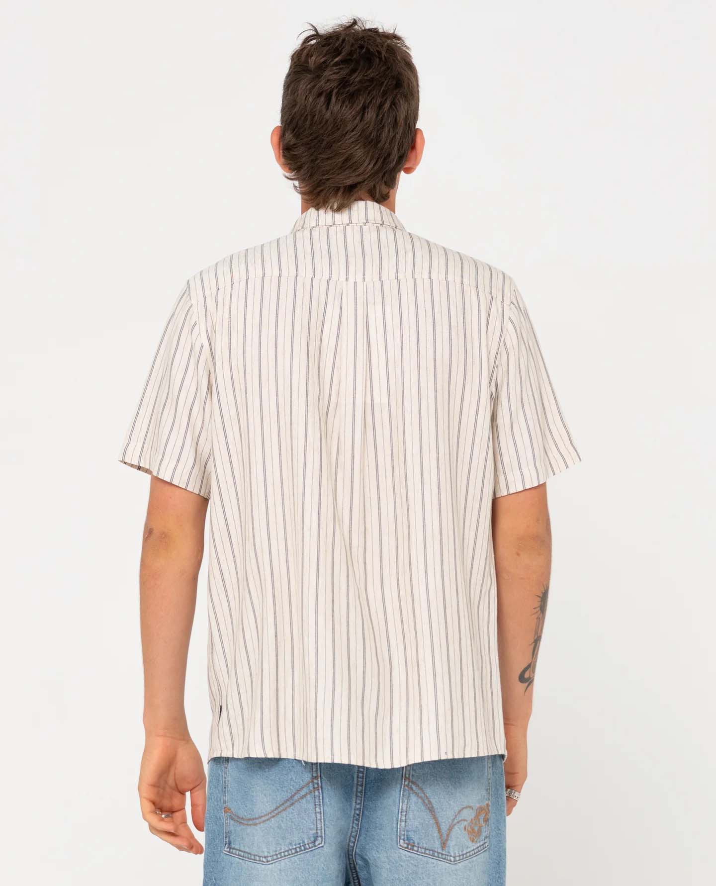 Pinstripe Short Sleeve-White