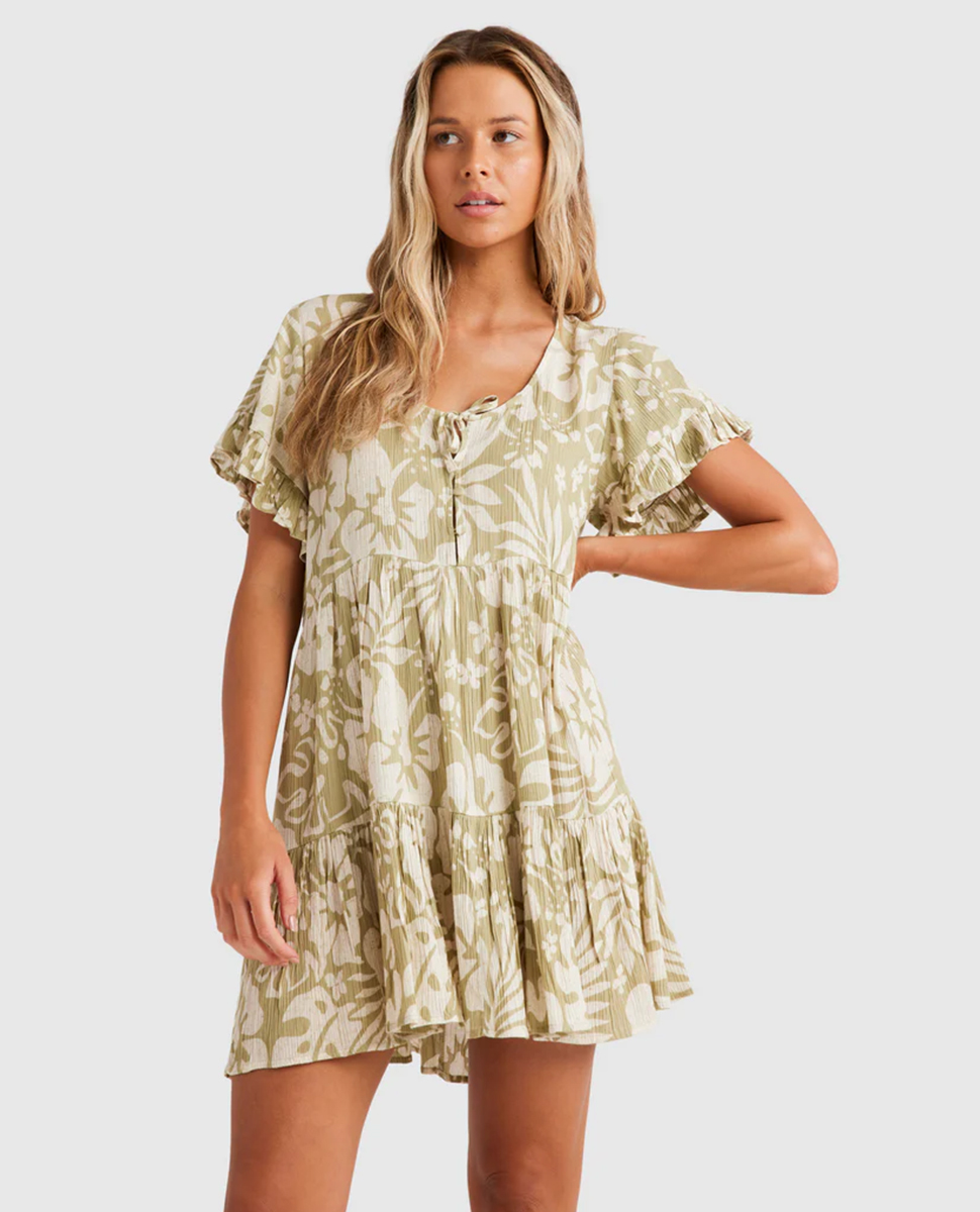 Off Tropis Tiered Dress-Avocado