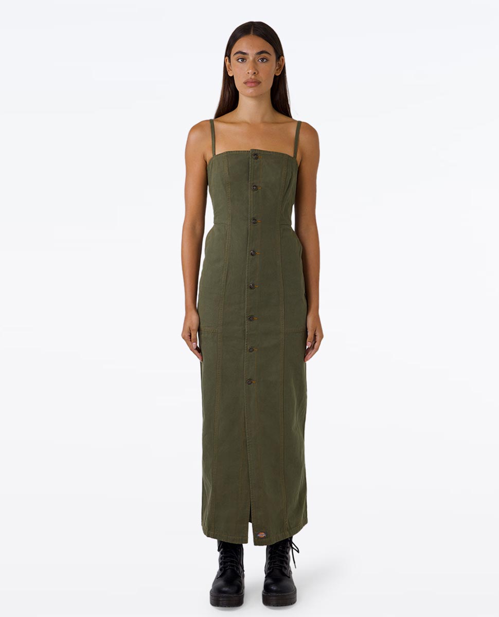 Jasper Light Canvas Midi Dress-Moss