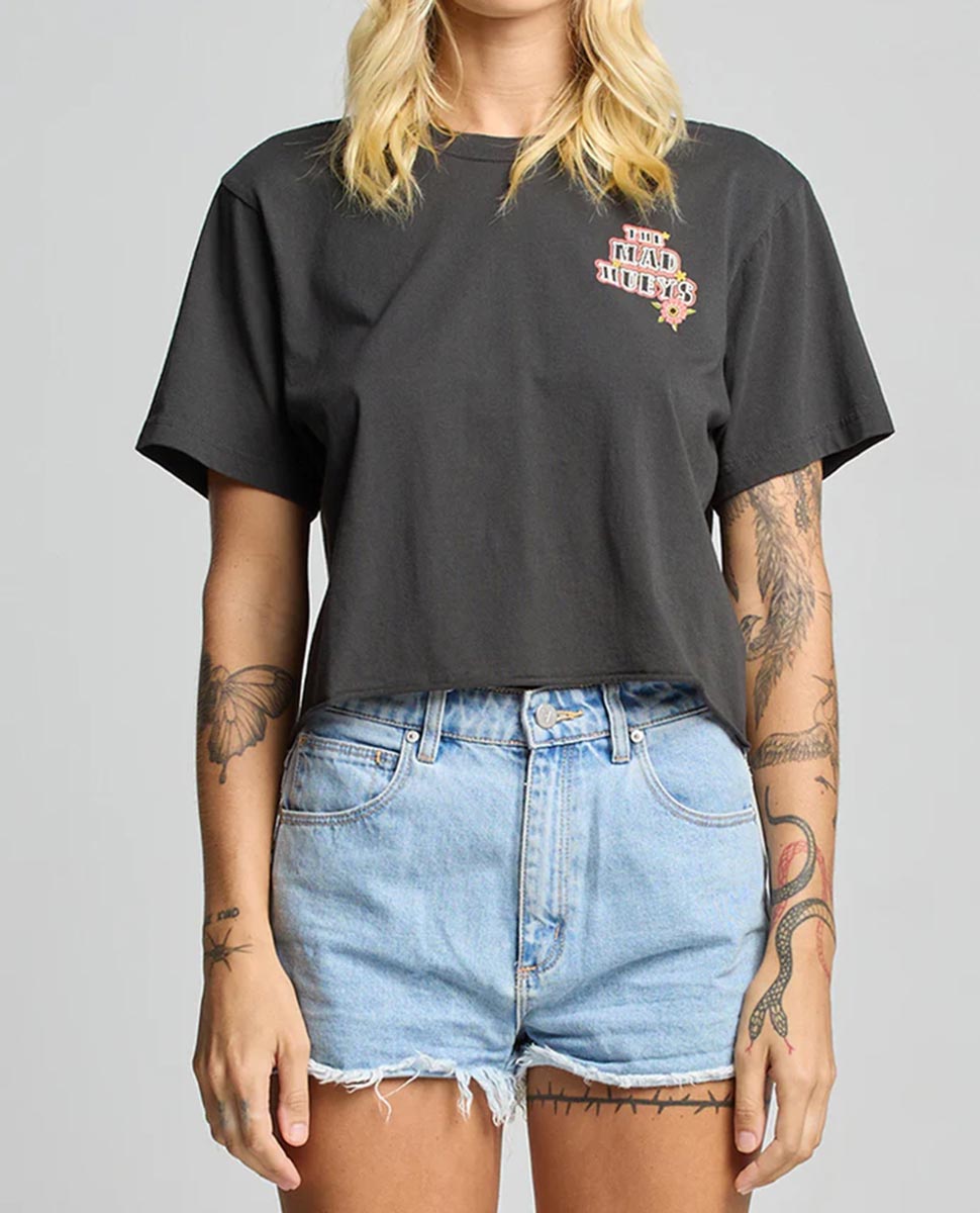 Skull Tattoo Crop-Black