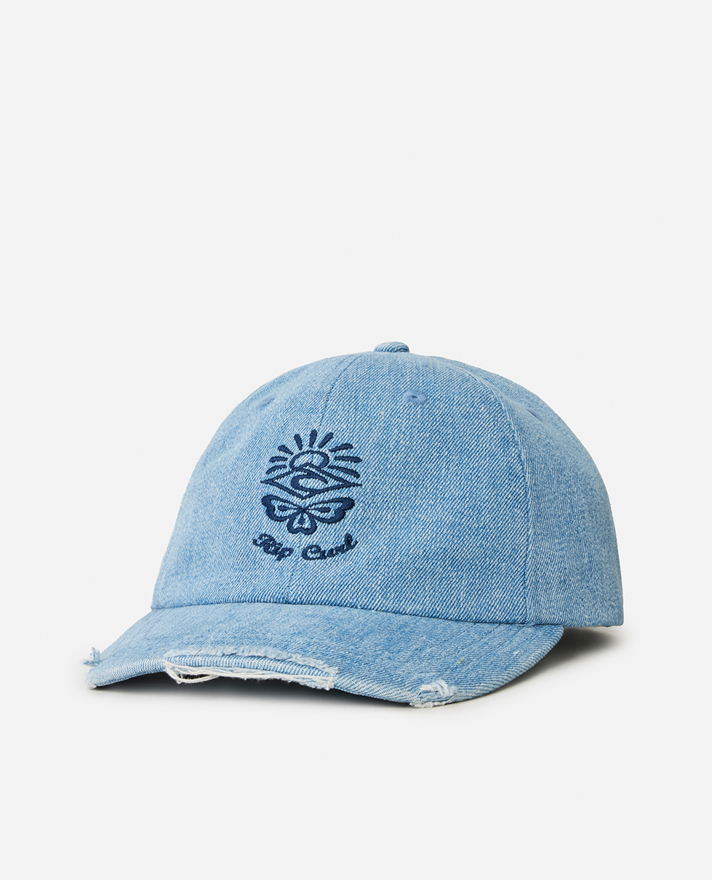 Distressed Mixed Cap Mid Blue