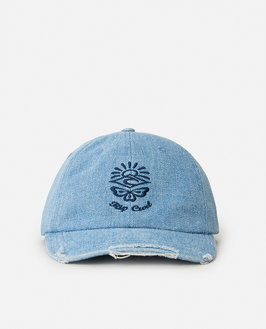 Distressed Mixed Cap Mid Blue