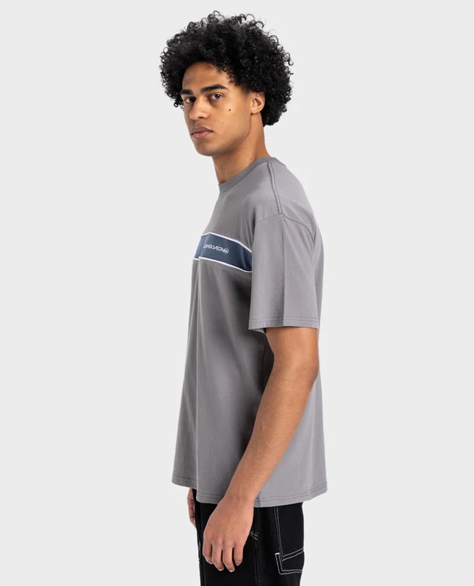 Tri Band SS Tee-Steel Grey