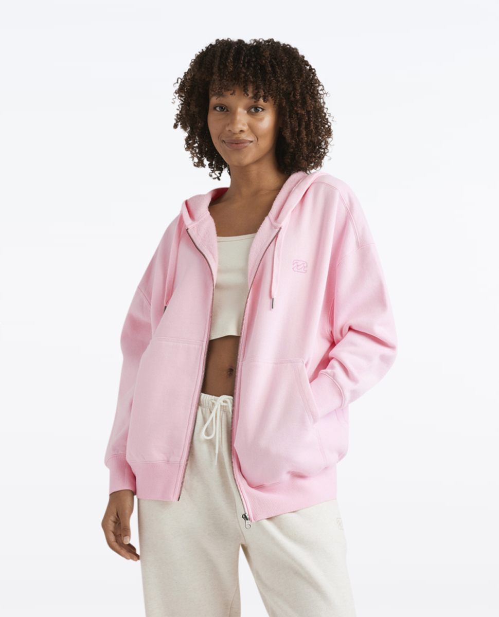 Wave Essentials Zip Thru Hood-Pink