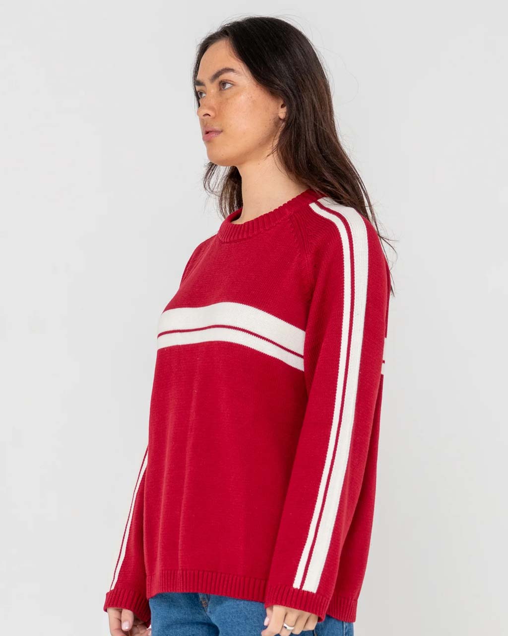 White Lines Long Sleeve Crew Knit